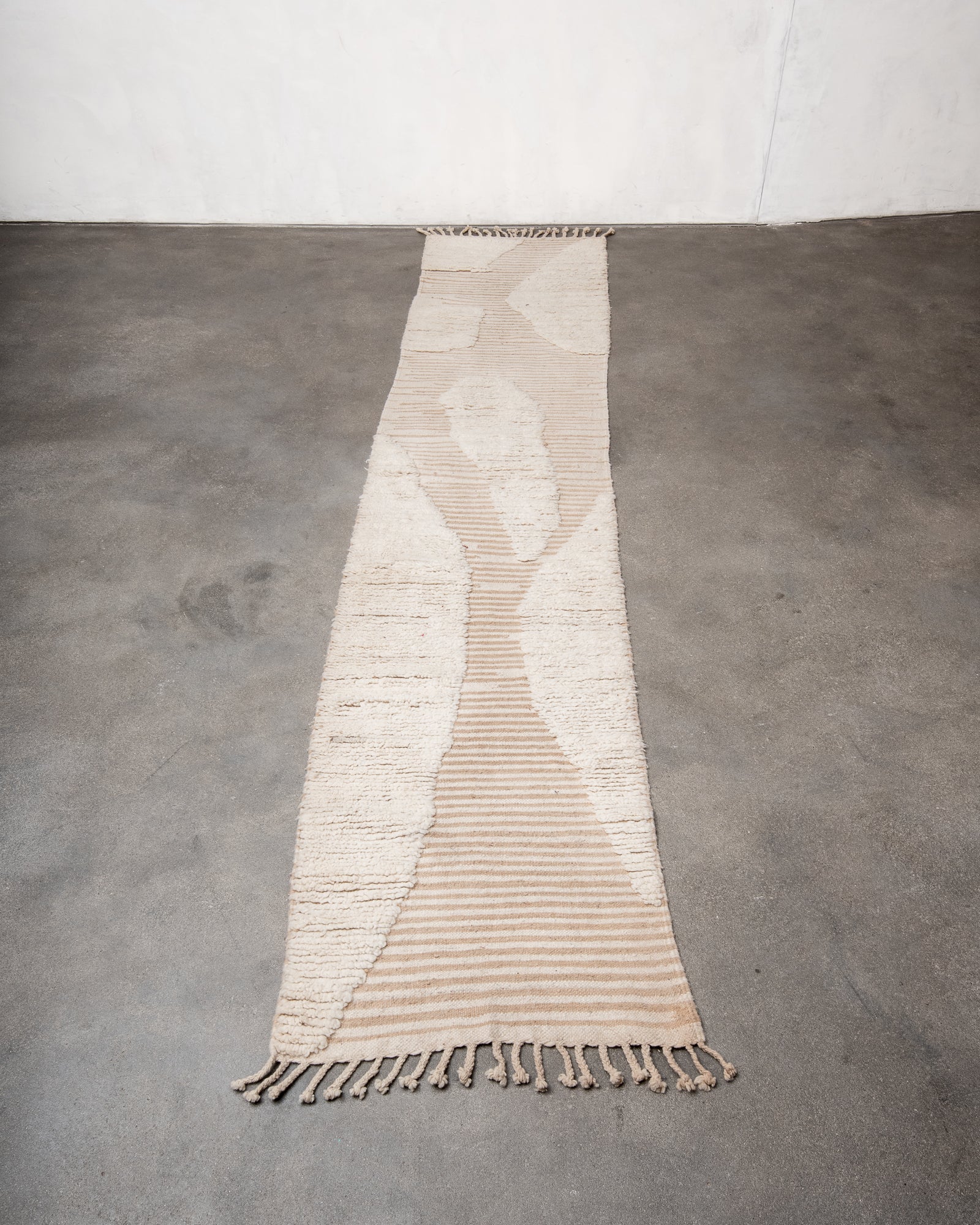 Modern designer handcrafted Berber runner rug from Morocco. Beniourain with beautiful colours and patterns.